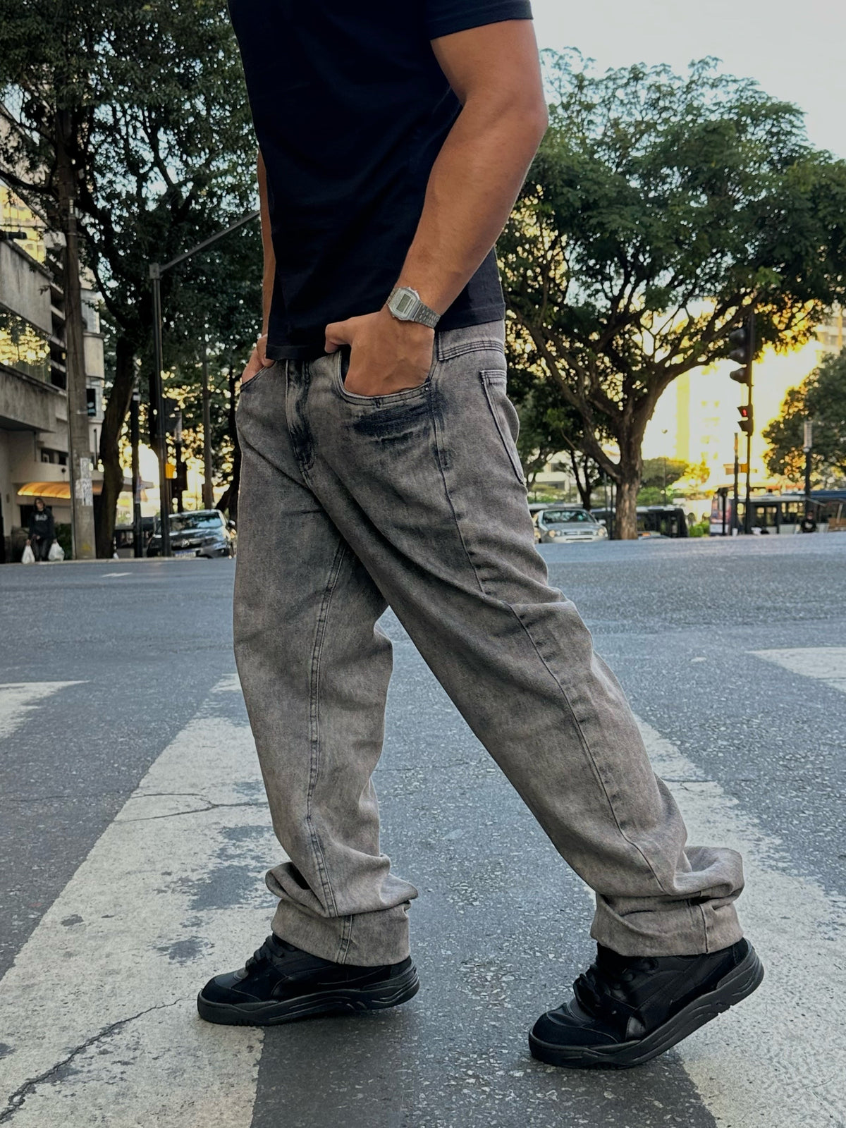 Calça Cinza Marmorizada